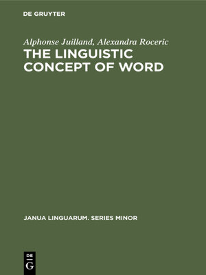 cover image of The Linguistic Concept of Word